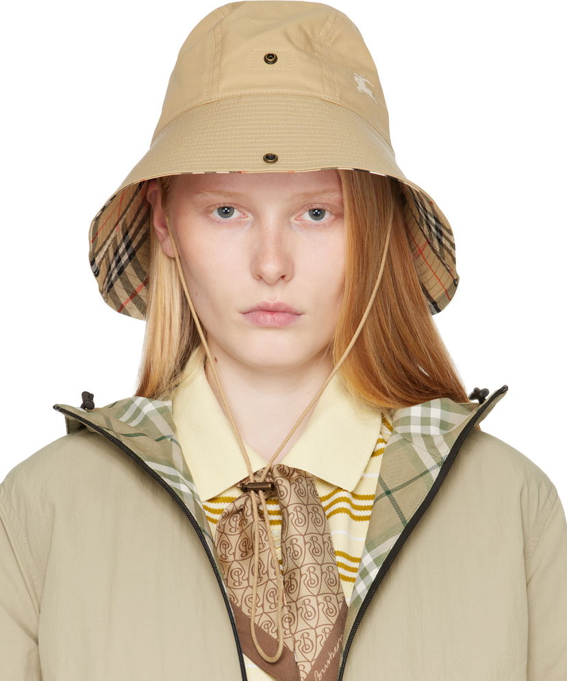 Капелюх Burberry Burberry Check Brim Gabardine Bucket Hat бежевий | 8112365