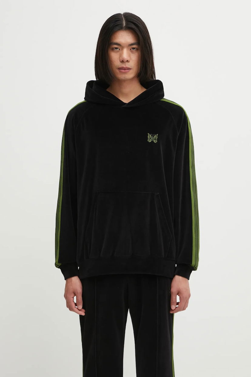 Світшоти Needles Needles Track Hoody with Olive Stripes and Butterfly Logo чорний | RW324