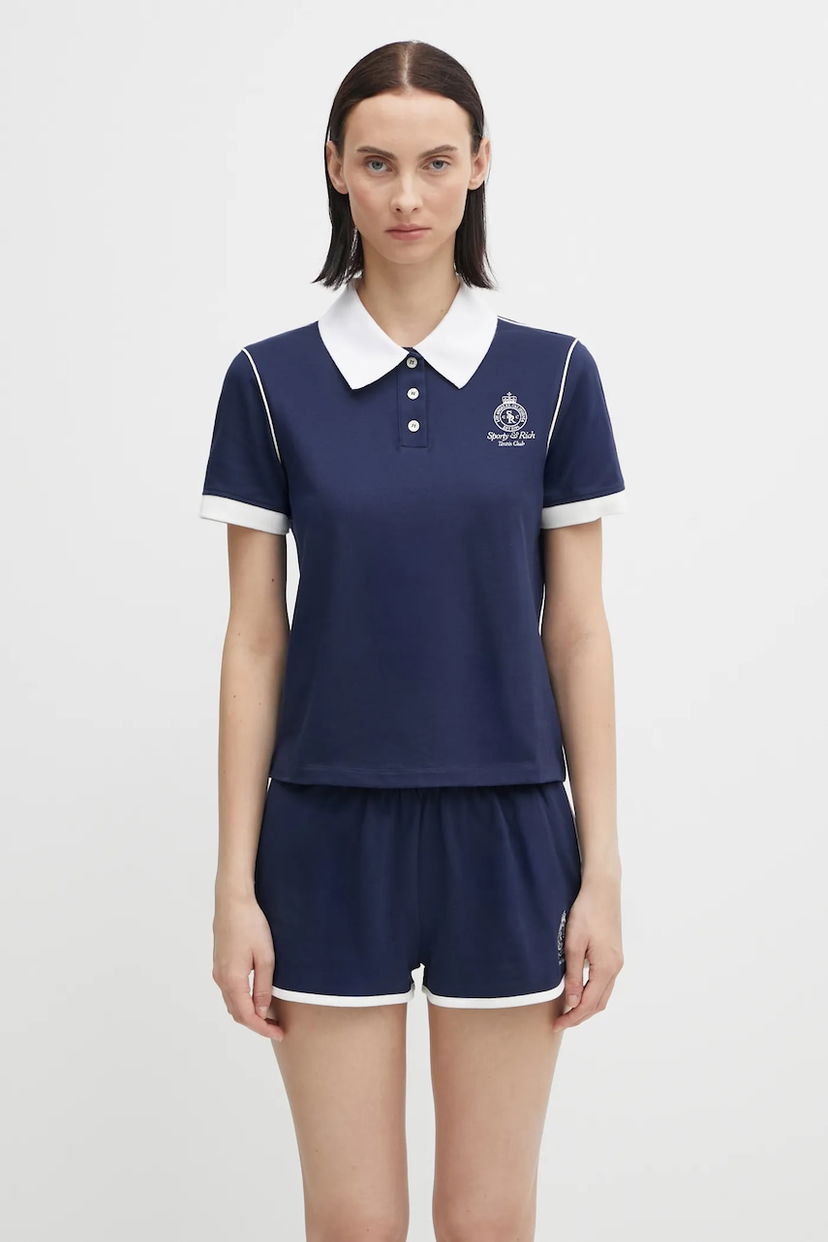 Спортивний костюм Sporty & Rich Crown 70S Pique Polo Shirt and Shorts Set темно-синій | TO057621304BL107