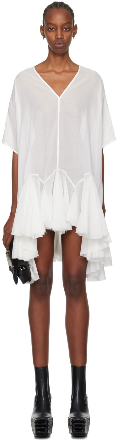 плаття Rick Owens Rick Owens Divine Asymmetrical Ruffle Mini Dress білий | RP01D2572 U