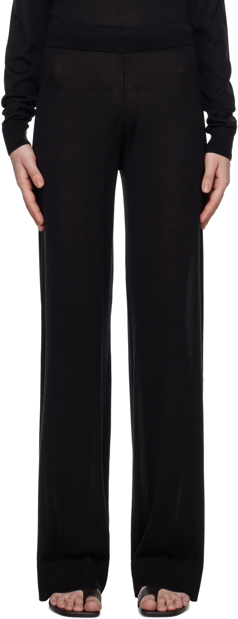 Штани TOTEME TOTEME Wide Knit Trousers чорний | 252-WRB0258-YA0151