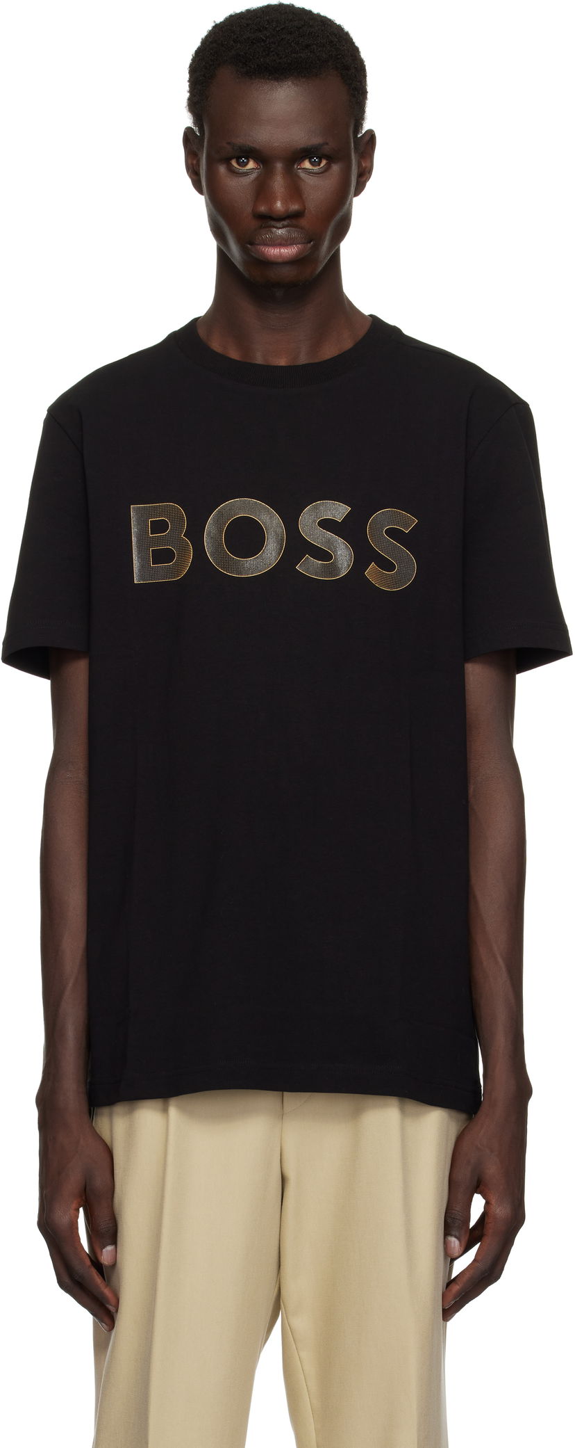 Футболка BOSS Stretch-Cotton Large Logo T-shirt чорний | 50535170