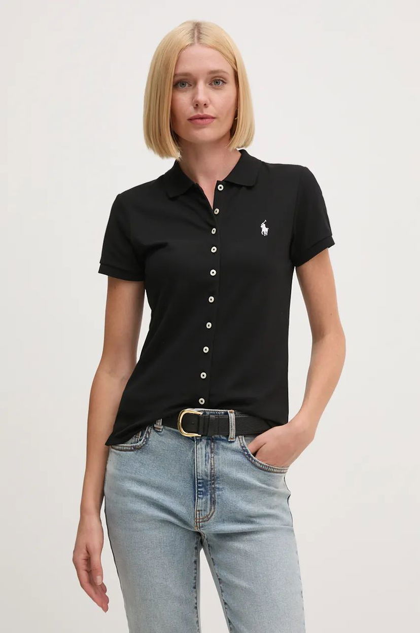 Сорочка поло Polo by Ralph Lauren Polo Shirt Buttoned чорний | 211939272