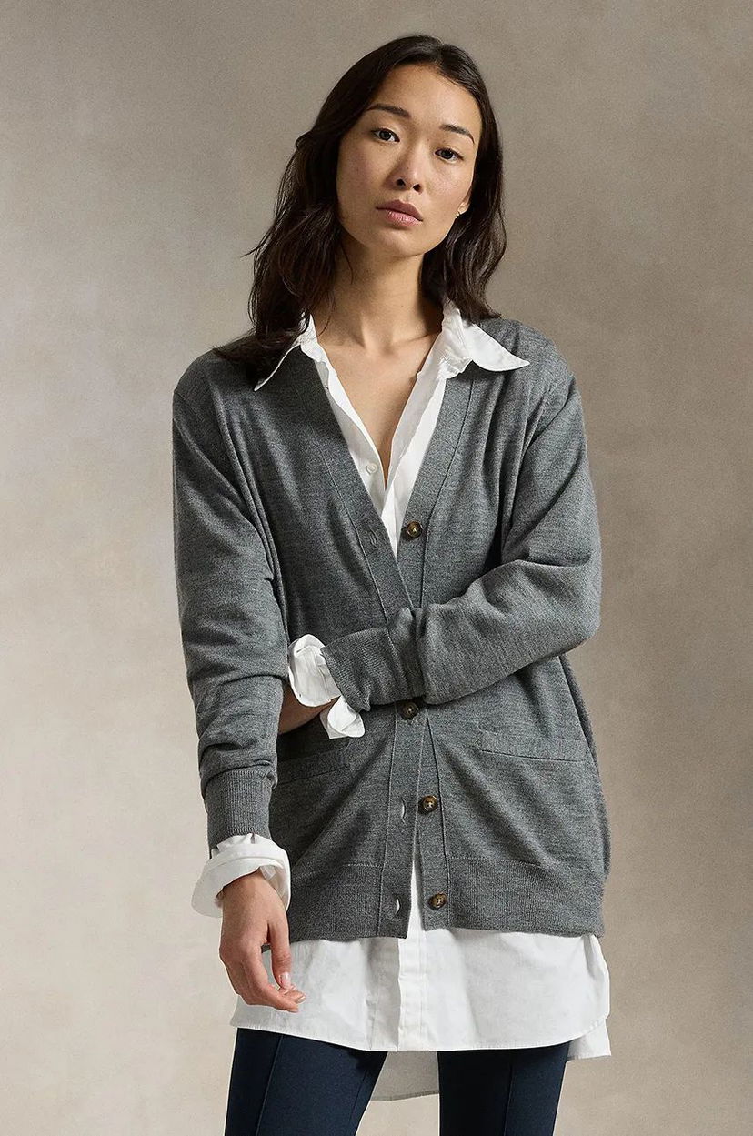 Cветр Polo by Ralph Lauren Wool Cardigan Сірий | 211956233