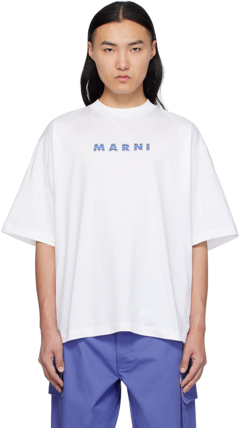 Футболка Marni Marni Crewneck Logo T-Shirt білий | HUMU0223HP USCX51