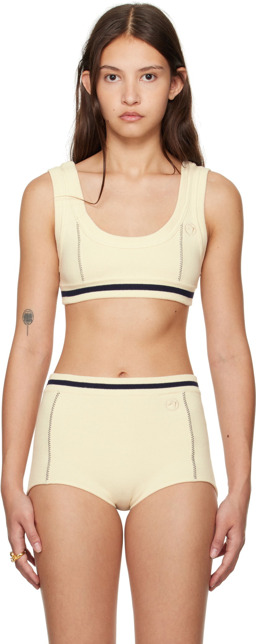 Бюстгальтер Ambush Contrast Stitch Bra Top бежевий | BWHR001F24KNI0013131