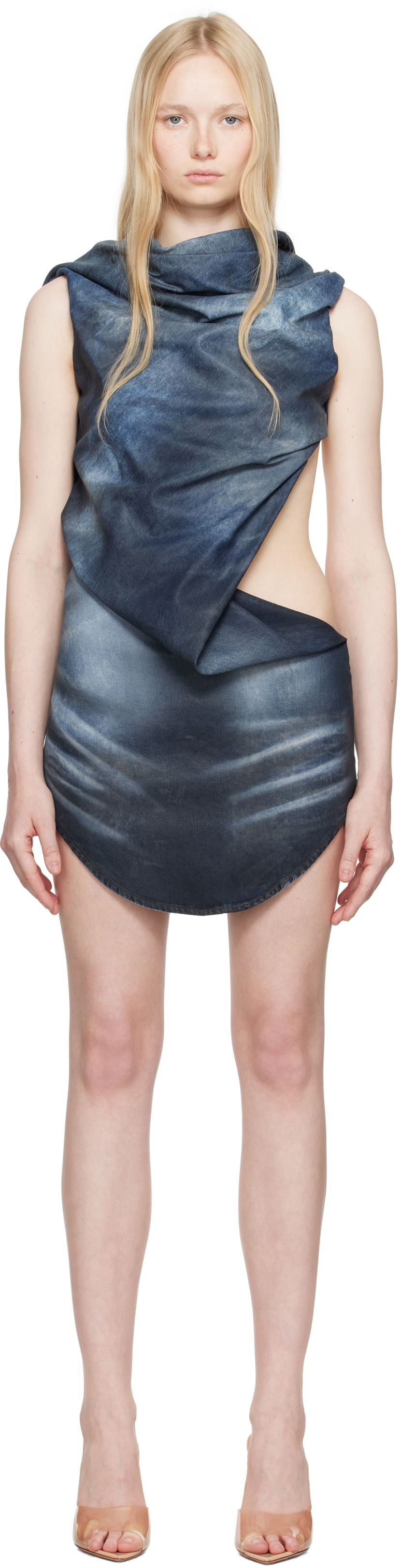 плаття Diesel Diesel De-Brey-Fsg Draped Denim Minidress Синій | A18168 068RR