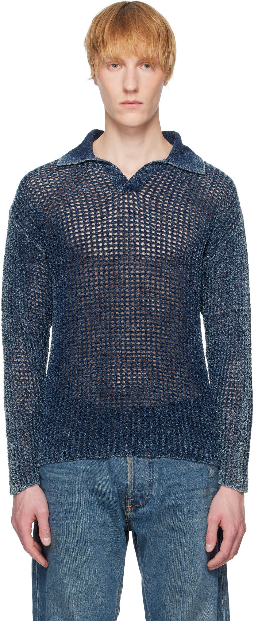 Cветр Diesel Diesel K-Squared Open Knit Polo Синій | A17534-0CBDP-8AT