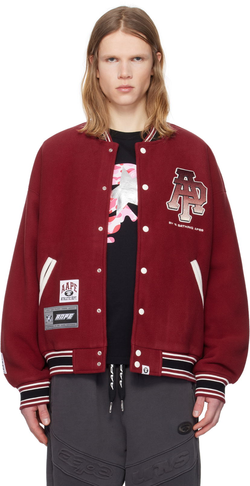 Куртка бомбер AAPE by A Bathing Ape AAPE By A Bathing Ape Main Bomber Jacket Червоний | AAPSWMB351XXNBDX
