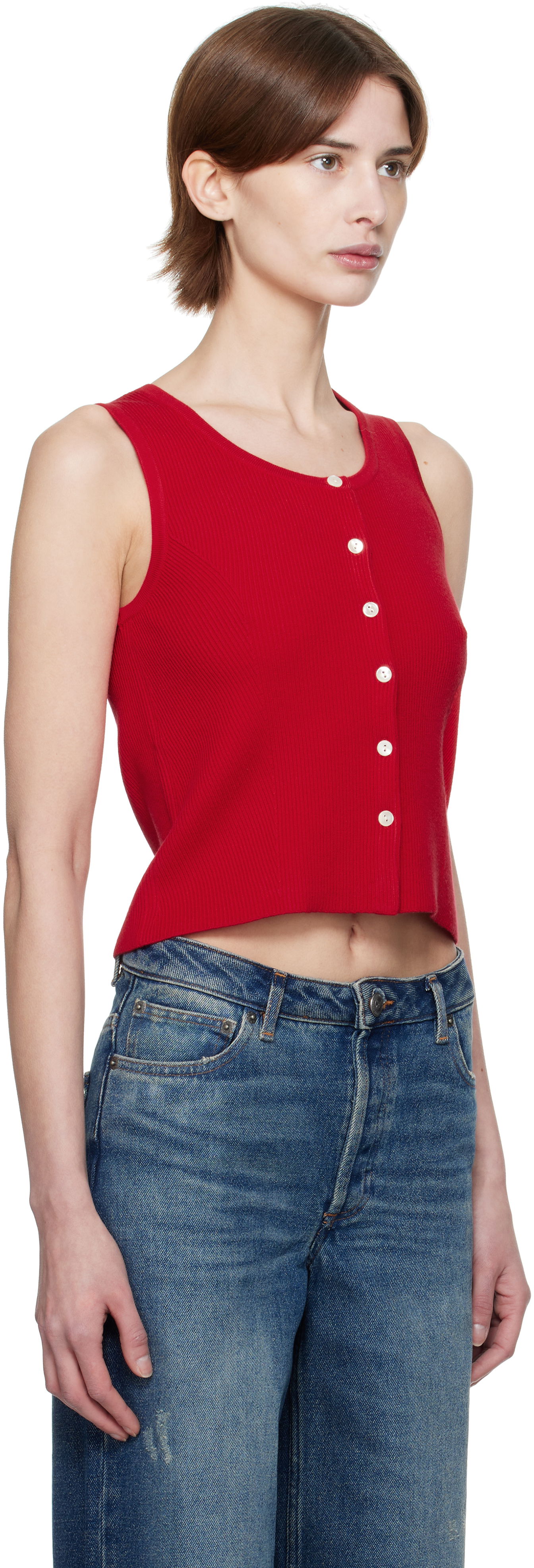 Безрукавка A.P.C. A.P.C. Buttoned Cropped Tank Top Червоний | VIALM-F23410, 1