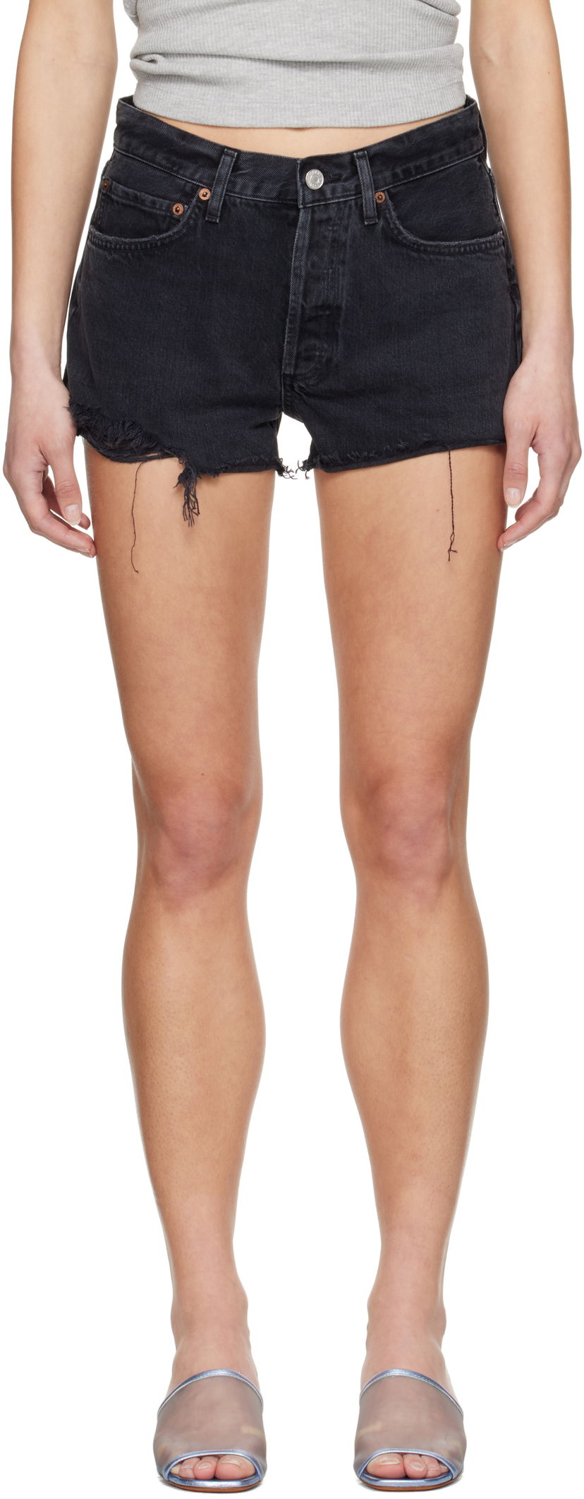 Шорти AGOLDE AGOLDE Parker Vintage Cut Off Denim Shorts чорний | A026D-1157