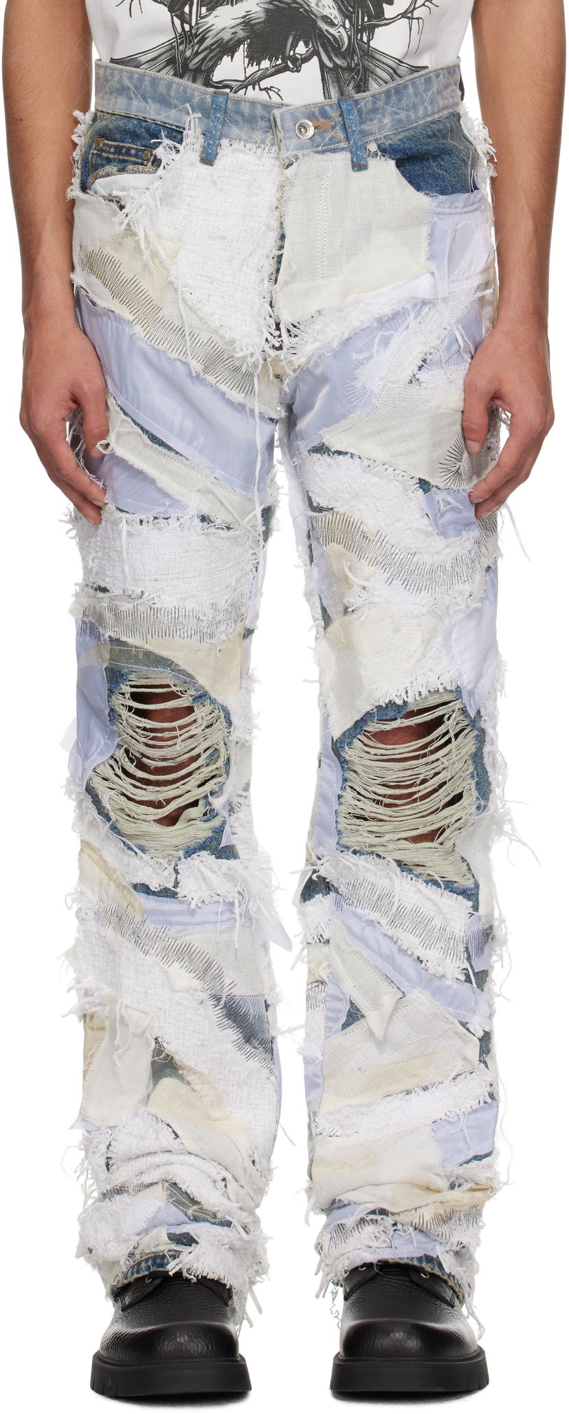Джинси Who Decides War Who Decides War Beach Sand Patchwork Jeans Синій | 1120660001SS25