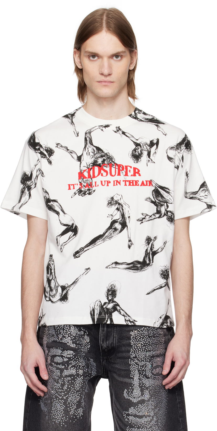 Футболка KidSuper KidSuper Trapeze All Over Print T-Shirt білий | SS25-TEE-03