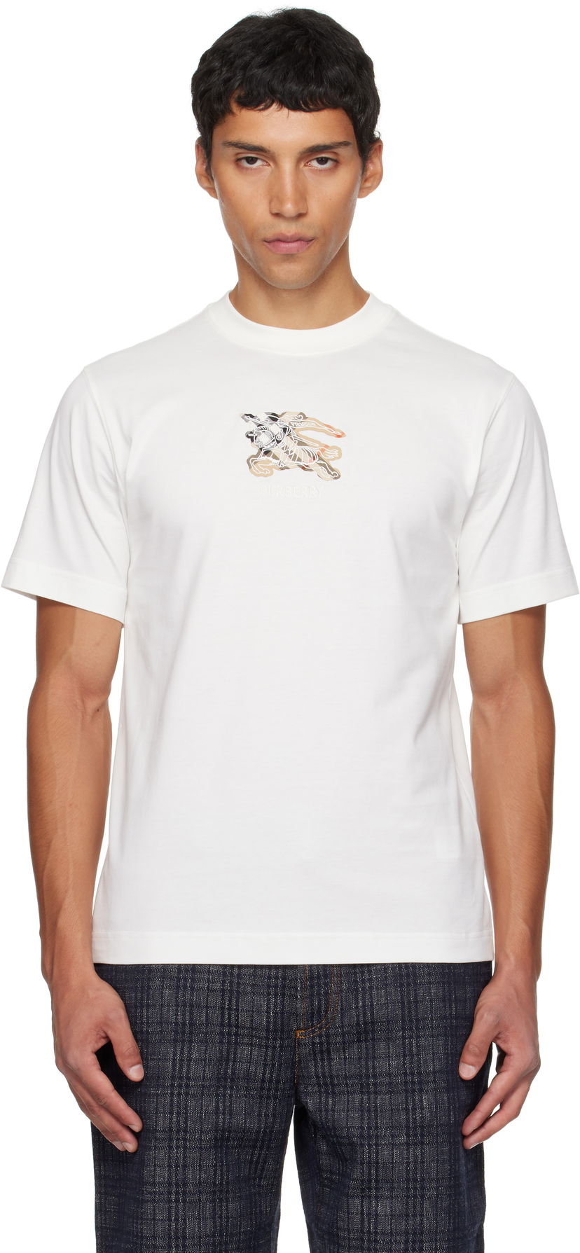 Футболка Burberry Burberry EKD Check Cotton T-Shirt білий | 8116170