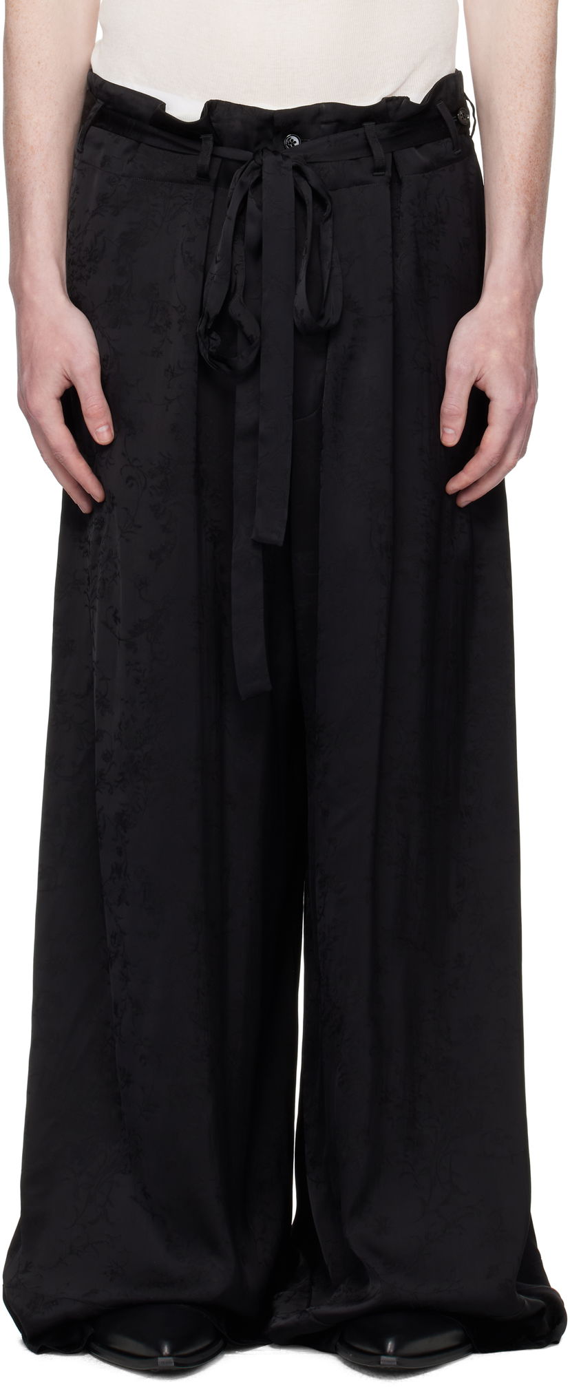 Штани Ann Demeulemeester Ann Demeulemeester Bruse Wide Lounge Pants чорний | B0012744-FA611-099