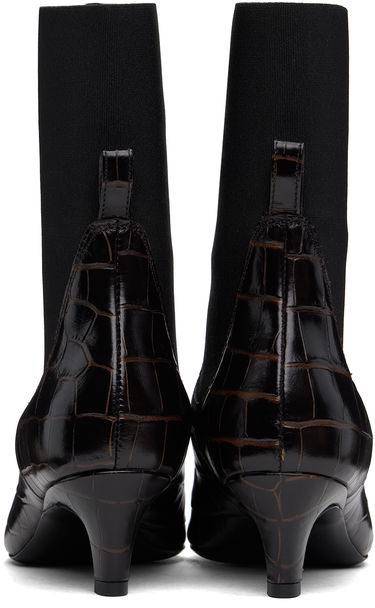 Одяг TOTEME TOTEME 'The Mid Heel' Croc-Embossed Leather Ankle Boots Коричневий | 231-907-847, 1