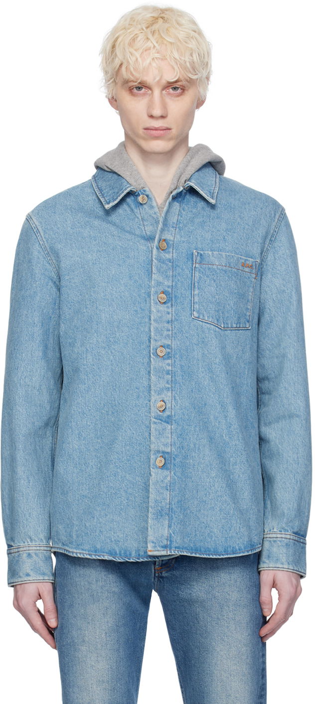 Сорочка A.P.C. Vittorio Brodée Poitrine Denim Shirt Синій | COGWC-H02837, 0