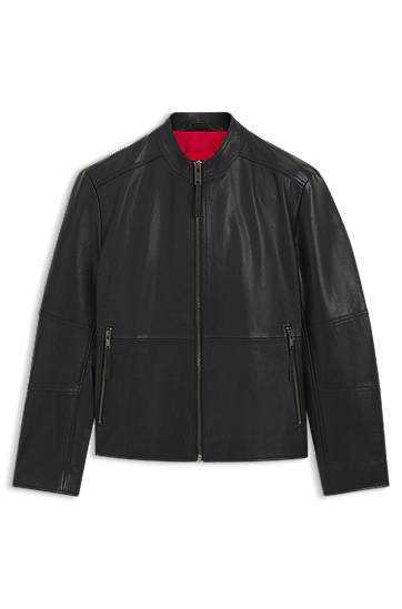 Куртка BOSS Slim-Fit Leather Jacket чорний | 50540984