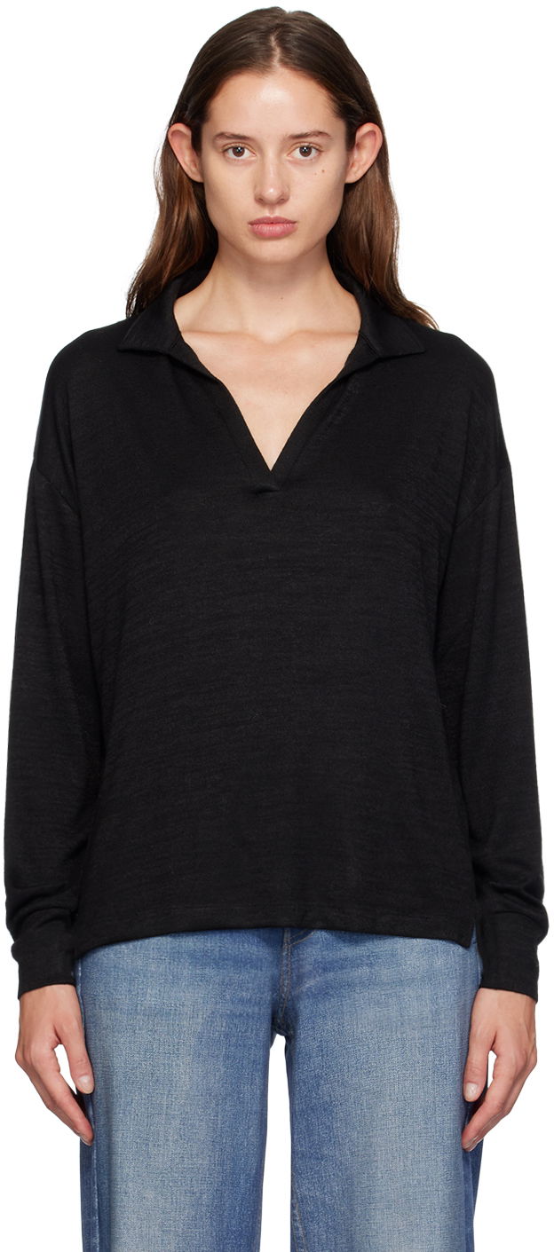 Cветр rag & bone Rag & Bone Knit V-Neck Polo чорний | WCC24FT021JY21