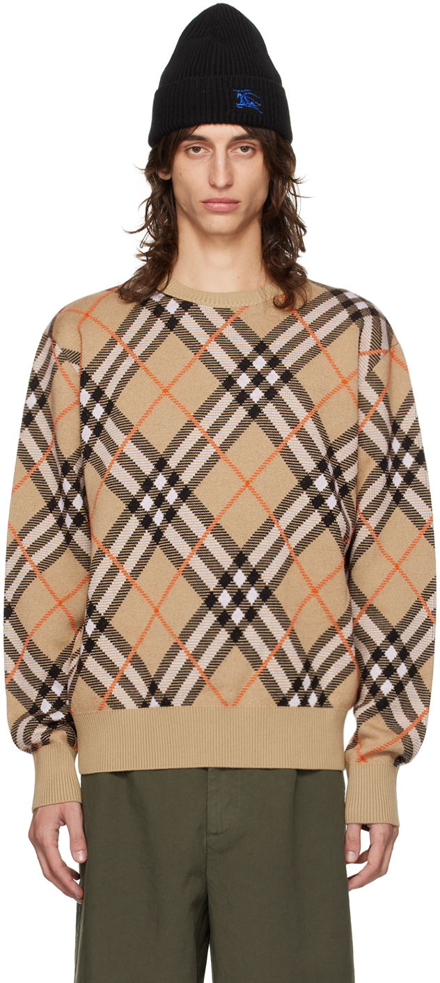 Cветр Burberry Check Sweater бежевий | 8093497
