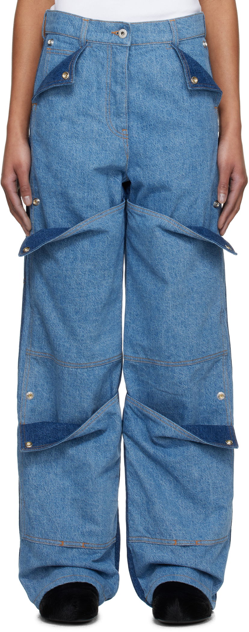 Джинси KENZO Kenzo Paris Multipocket Cargo Jeans Синій | FF52DP2306B4