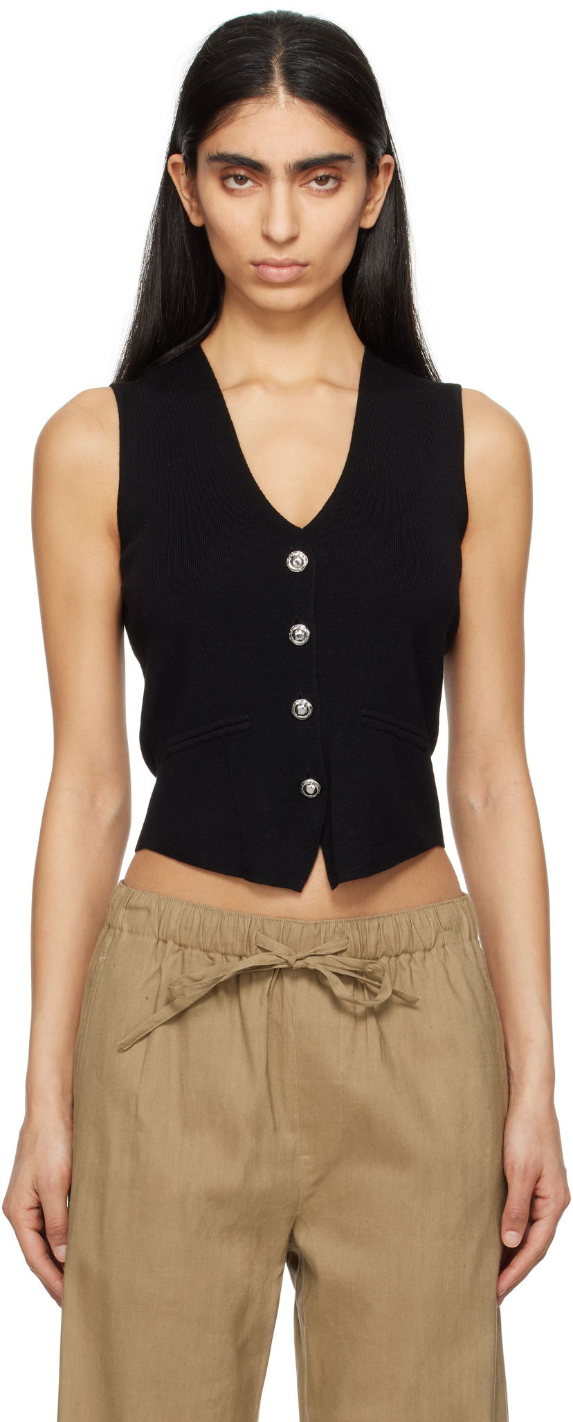 Жилет rag & bone rag & bone Ella Merino Wool-Blend Sweater Vest чорний | WAS25S015BV15