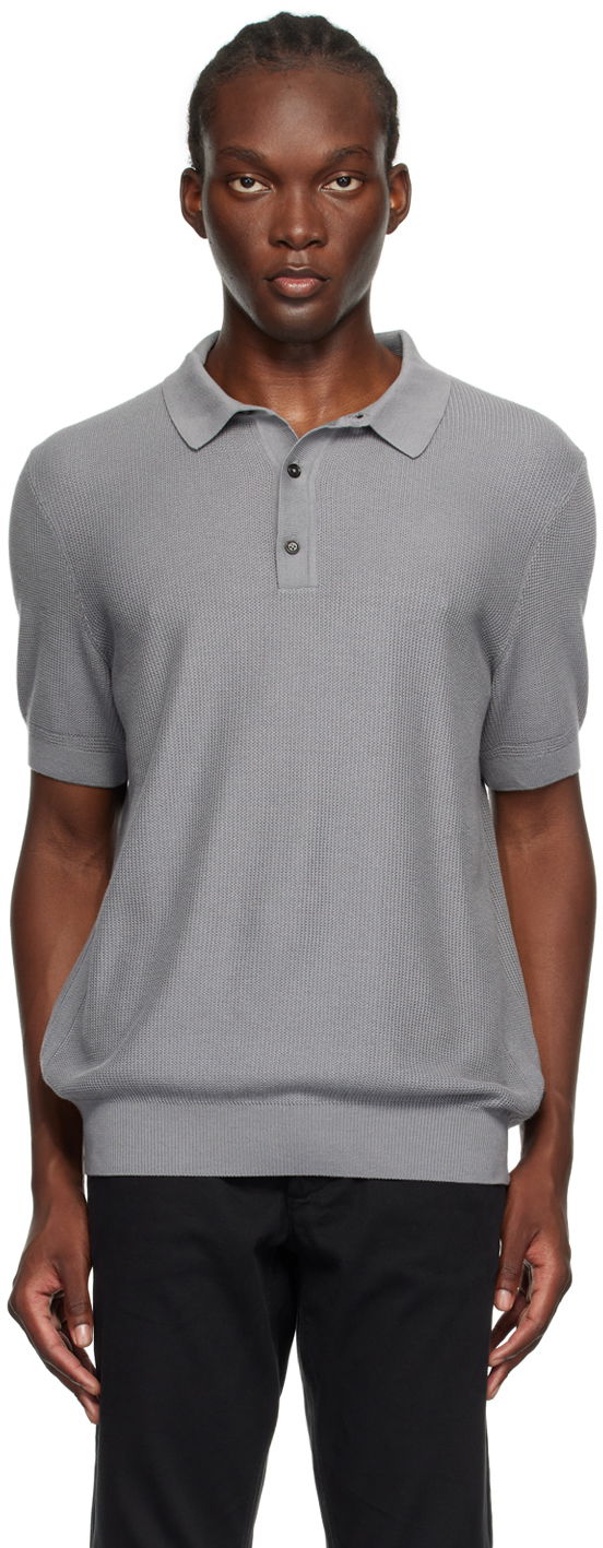 Одяг BOSS Gray Open Knit Polo Сірий | 50519615