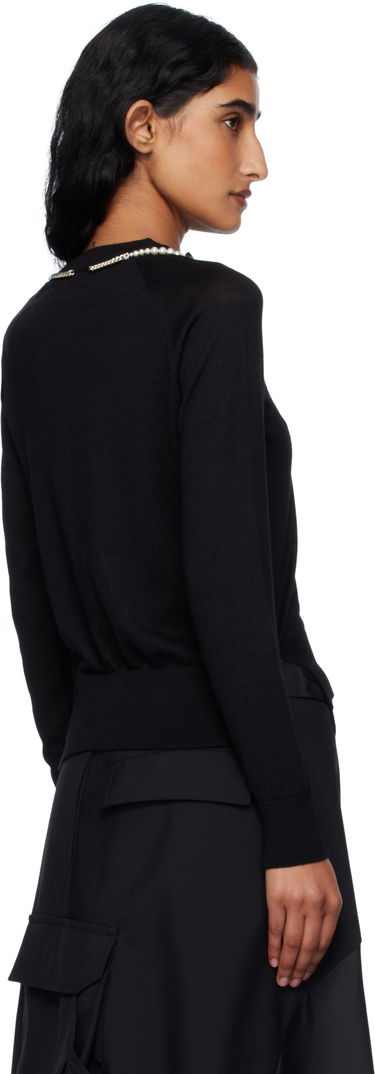 Cветр Simone Rocha Simone Rocha Pearl & Chain Bow Cardigan чорний | KMK13B 0647, 2