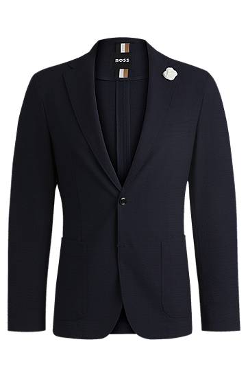 Куртка BOSS Slim Fit Stretch Seersucker Blazer темно-синій | 50540784