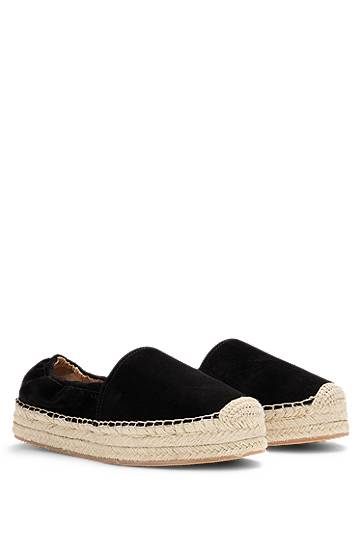Догляд за взуттям BOSS Suede Espadrilles чорний | 50542344
