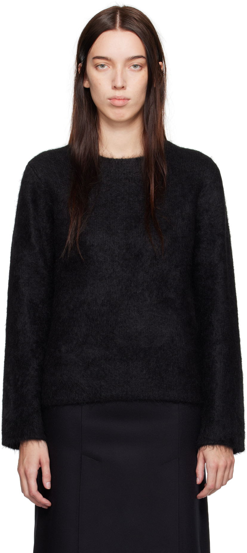 Cветр Loulou de Saison Loulou de Saison Freya Fuzzy Knit Sweater чорний | FREYA