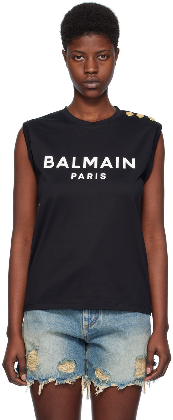Безрукавка Balmain Drawstring Tank Top чорний | CF1ED001BB02, 0