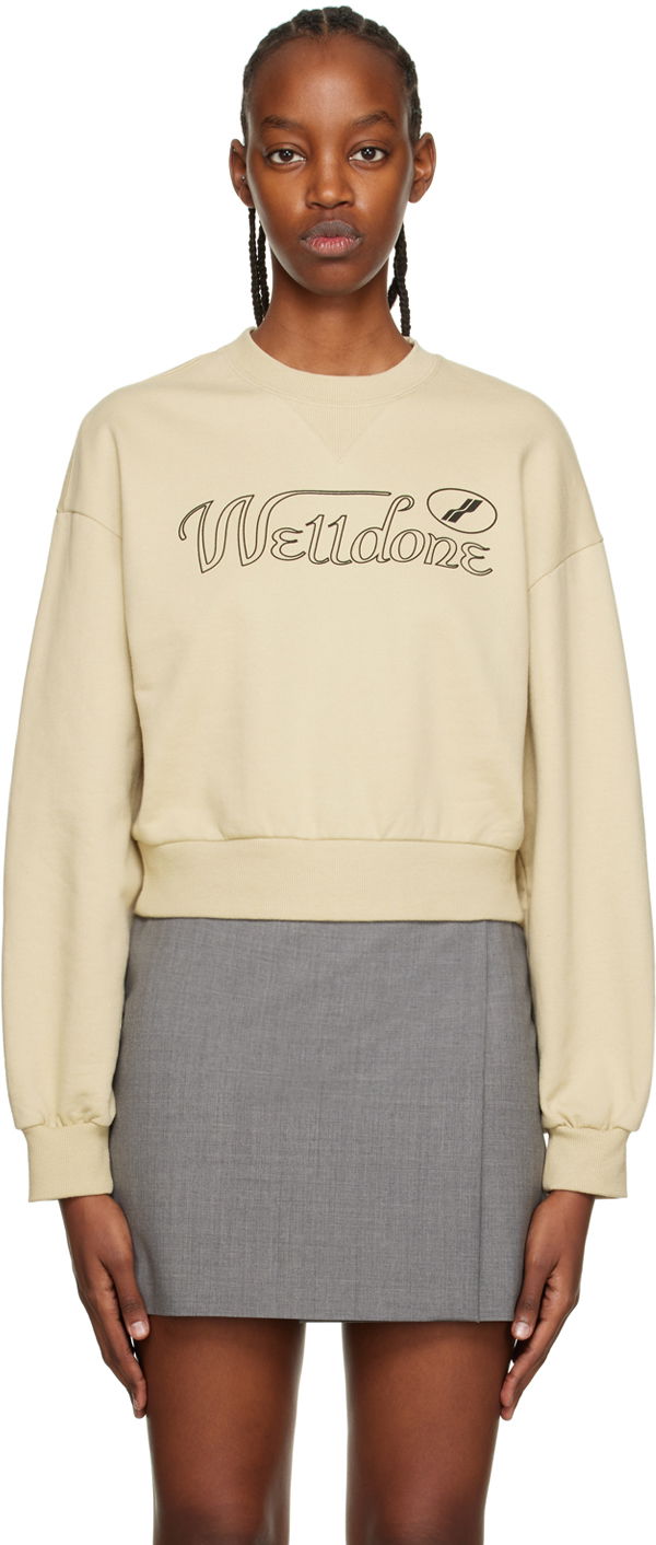 Світшоти We11done Cursive Crop Sweatshirt бежевий | WD-TS3-22-860-W-BG