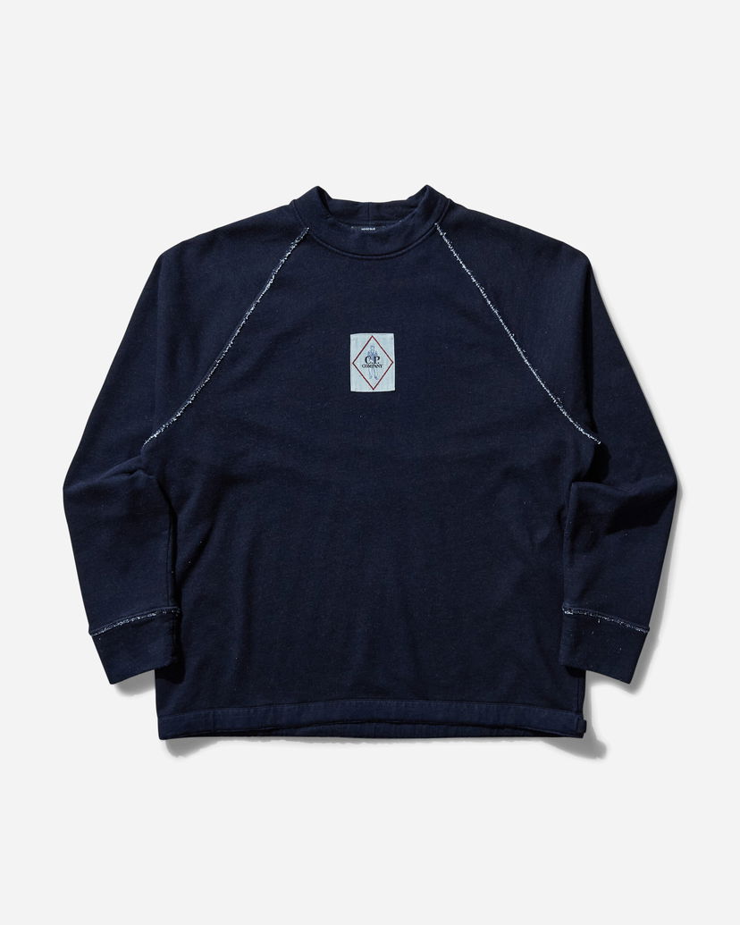 Cветр C.P. Company Fleece Logo Sweatshirt темно-синій | 18CMSS184A-110055W D08