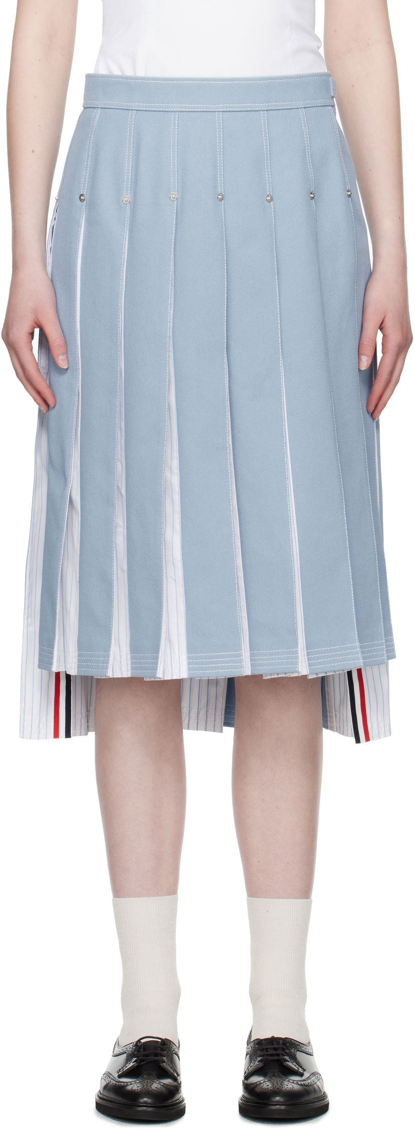Спідниця Thom Browne Thom Browne Pleated Denim Midi Skirt Синій | FGC441U-F0950