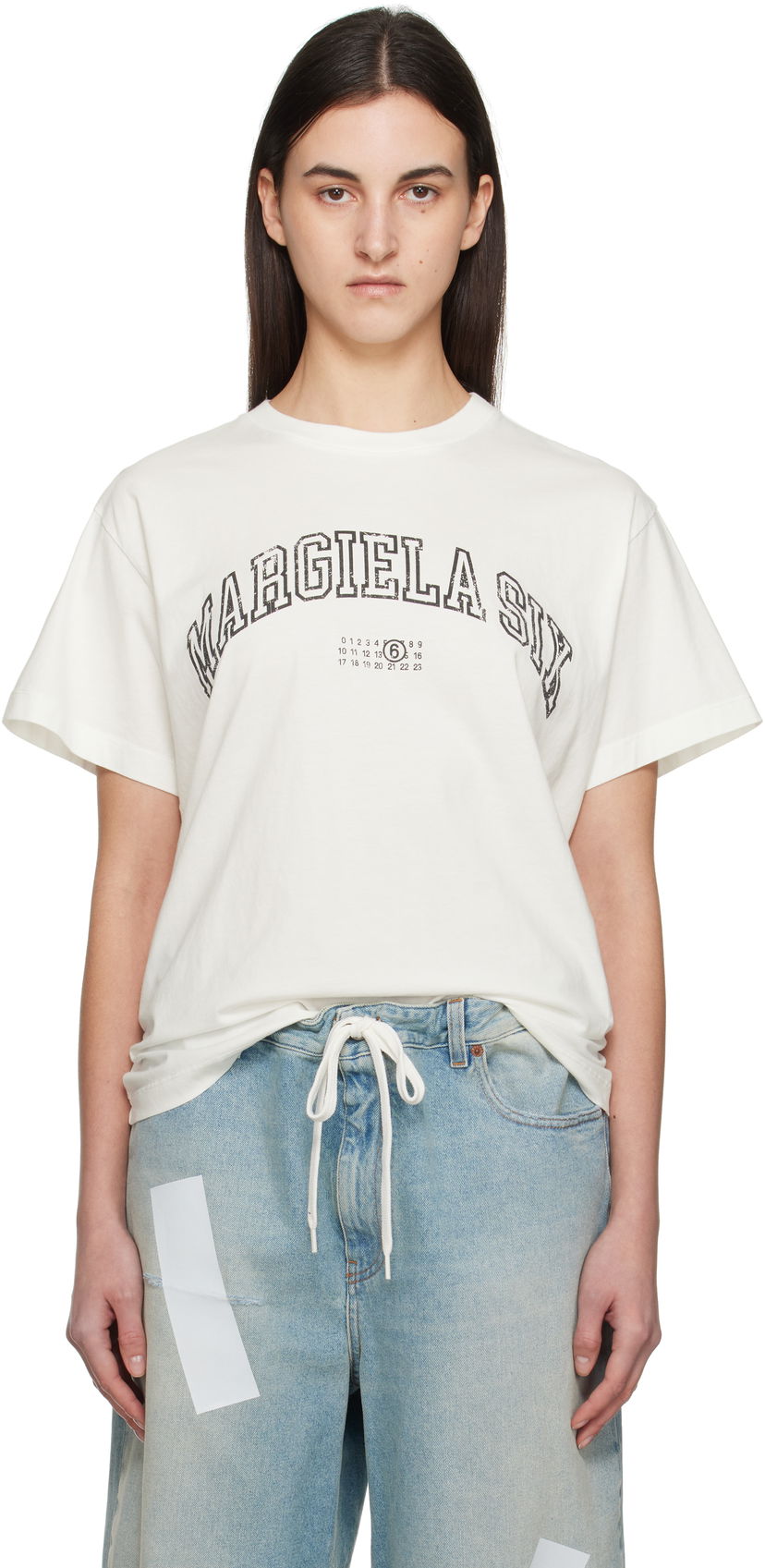 Футболка Maison Margiela MM6 Maison Margiela Varsity Print T-Shirt білий | SH0GC0046 S24312
