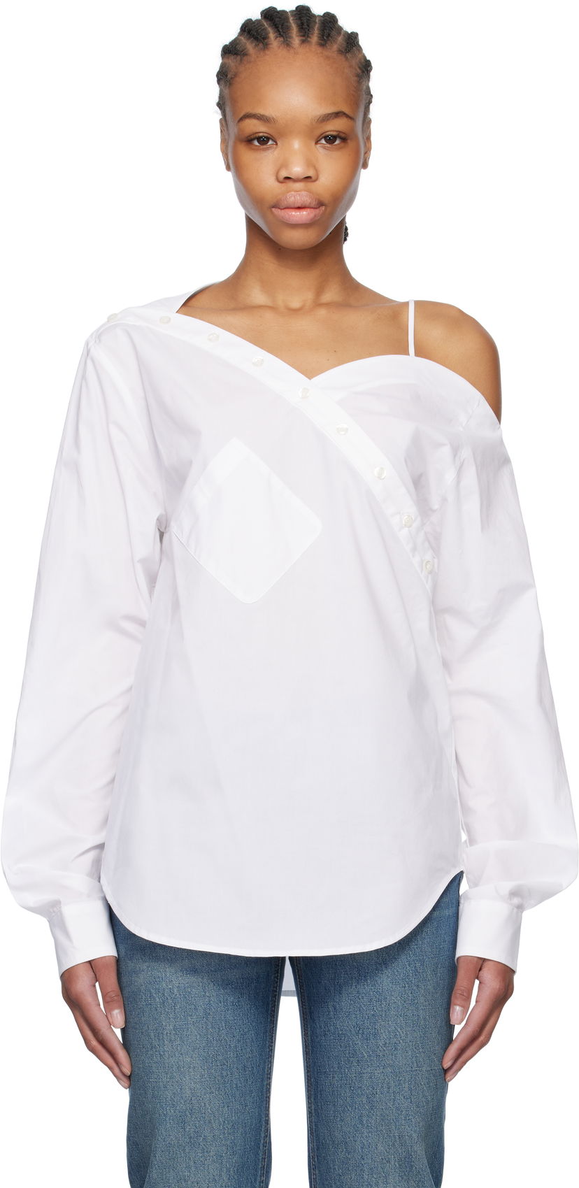Сорочка Coperni Coperni One Shoulder Shirt білий | COPCH52F2010