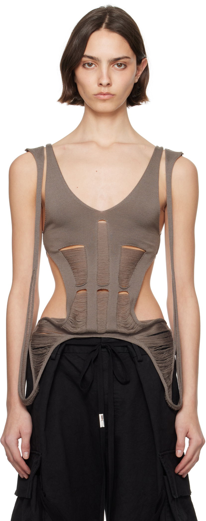 Безрукавка Rick Owens Rick Owens Hollywood Tanja Long Tank Top Сірий | RO01E7644 KGRIDM