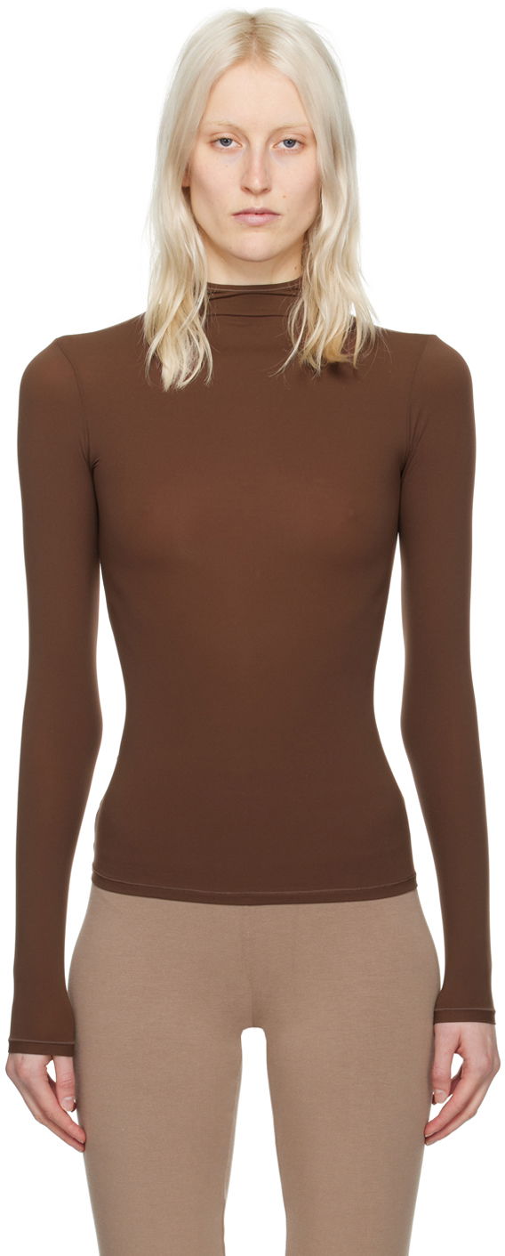 Cветр SKIMS SKIMS Fits Everybody Turtleneck Top Коричневий | AP-TTN-1230