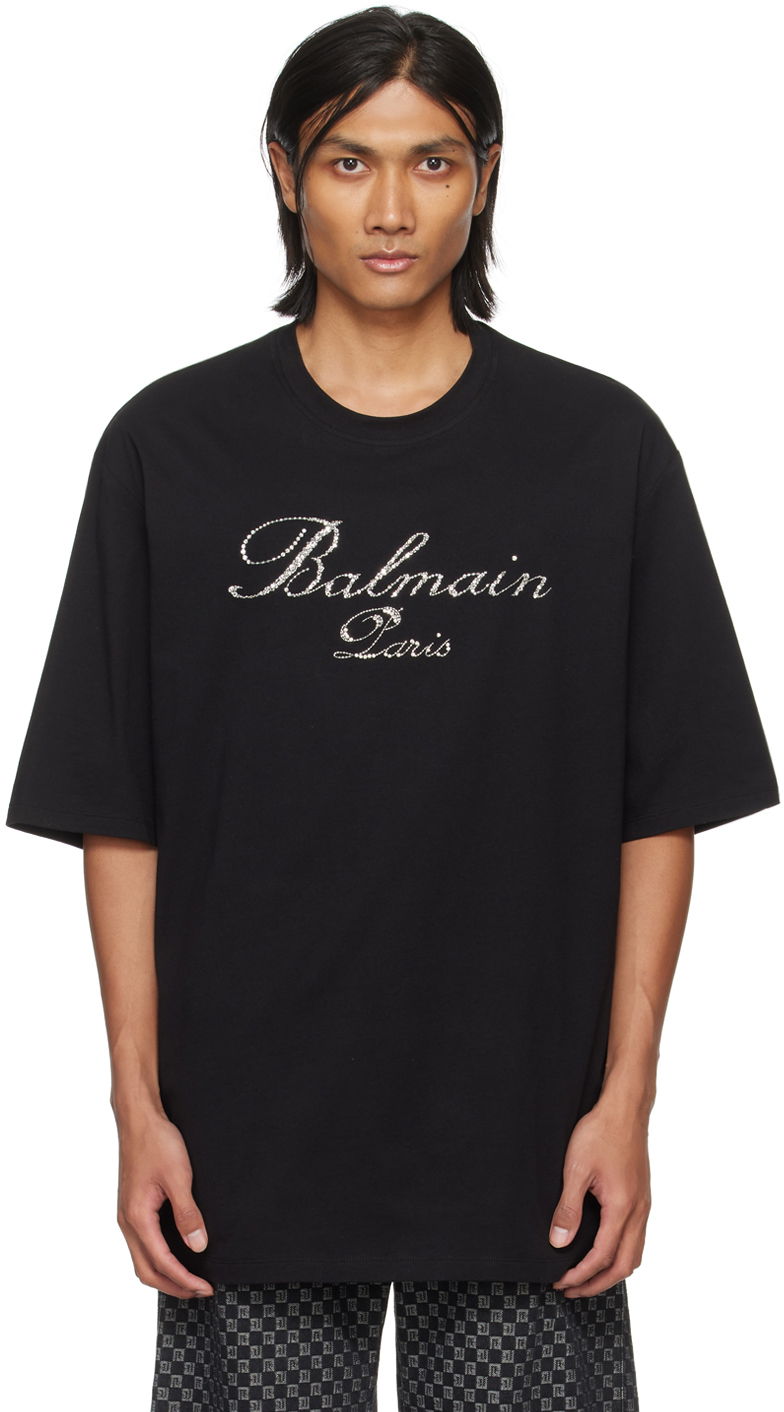 Футболка Balmain Crystal-Cut T-Shirt чорний | CH1EH015PC19