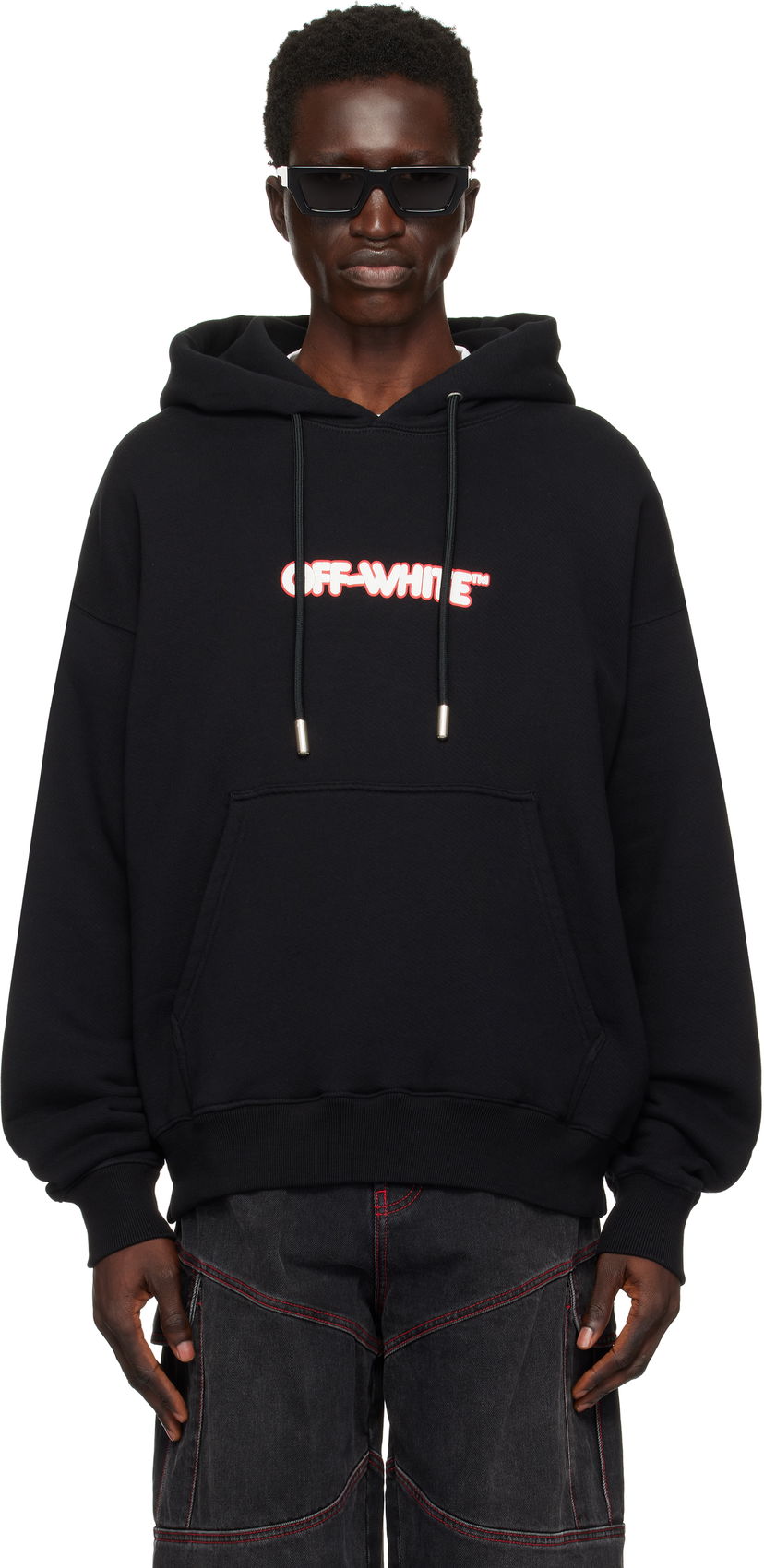 Світшоти Off-White Logo Print Hoodie чорний | OMBB085F24FLE00J1001
