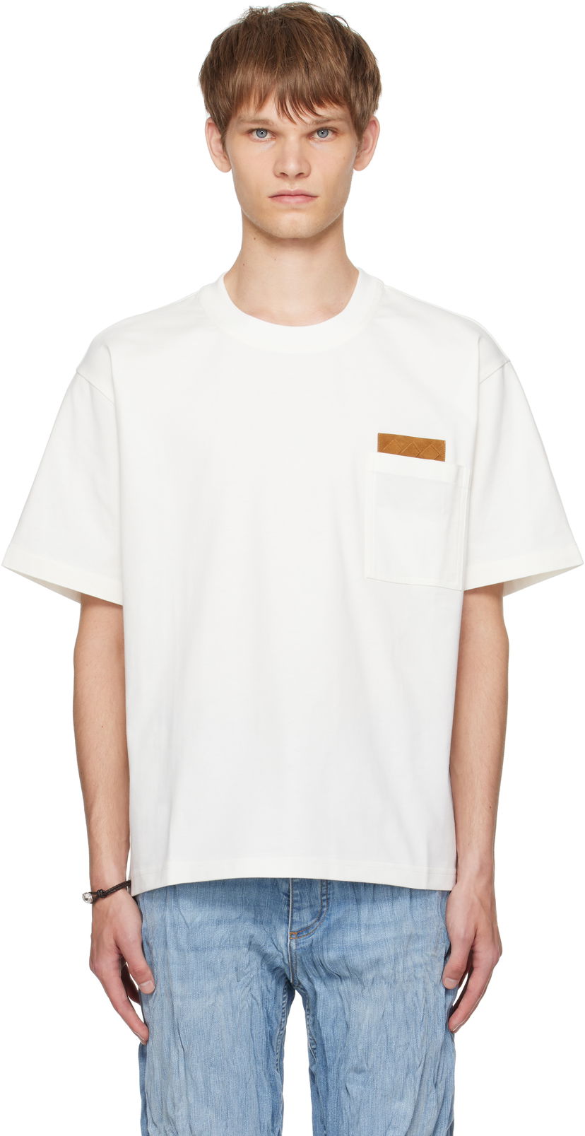 Футболка Bottega Veneta Bottega Veneta Pima Cotton Jersey T-Shirt with Pocket білий | 838924V4N509071