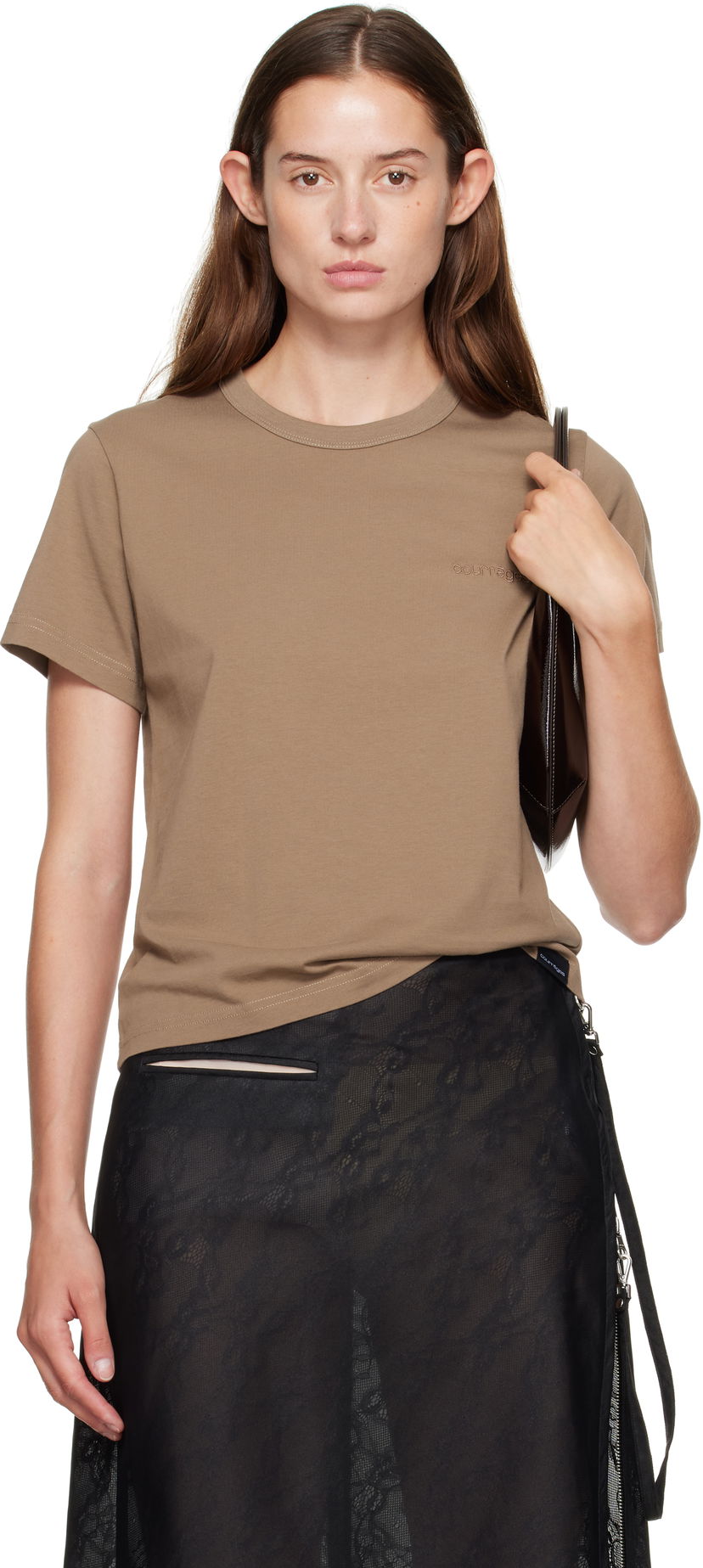 Футболка Courrèges Courrèges Embroidered T-Shirt Коричневий | 325JTS217JS0233
