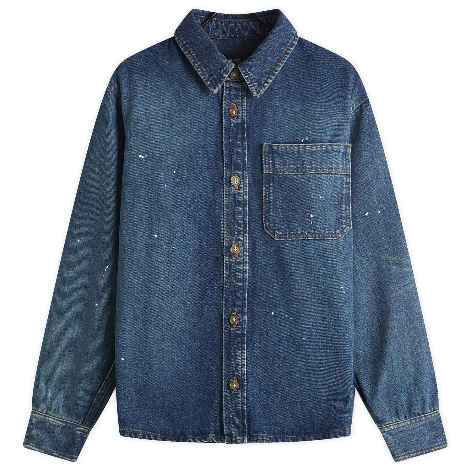 Сорочка A.P.C. A.P.C. Basile Painter Denim Overshirt, Size Small Синій | COHGL-H02709-IAL, 1