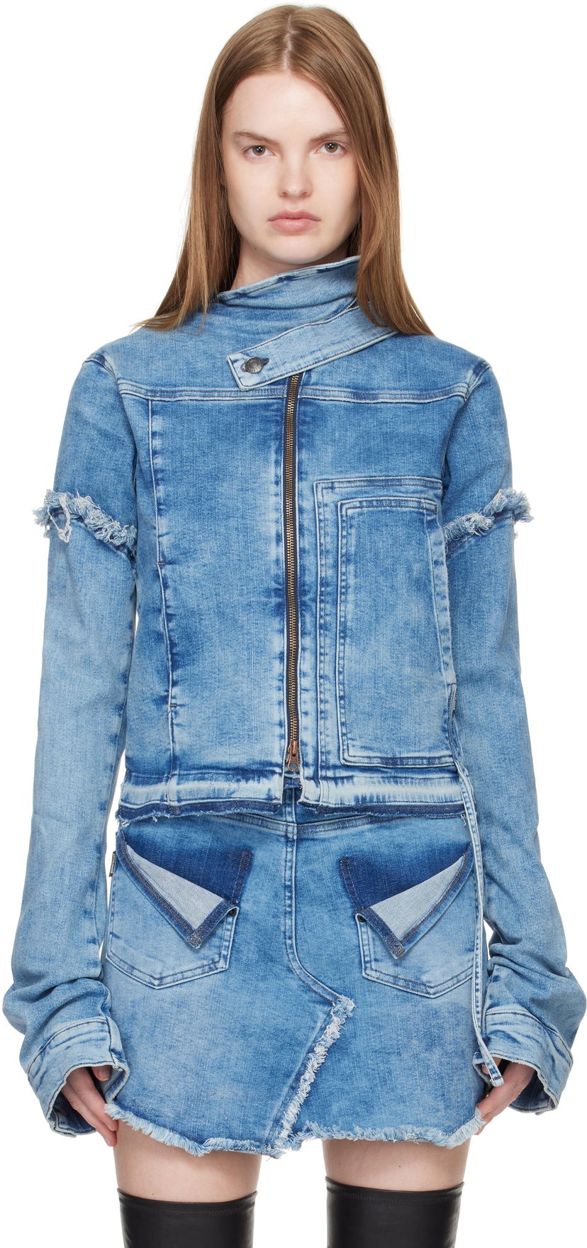 Куртка Ottolinger Ottolinger Drape Collar Denim Jacket Синій | 117-701017-01