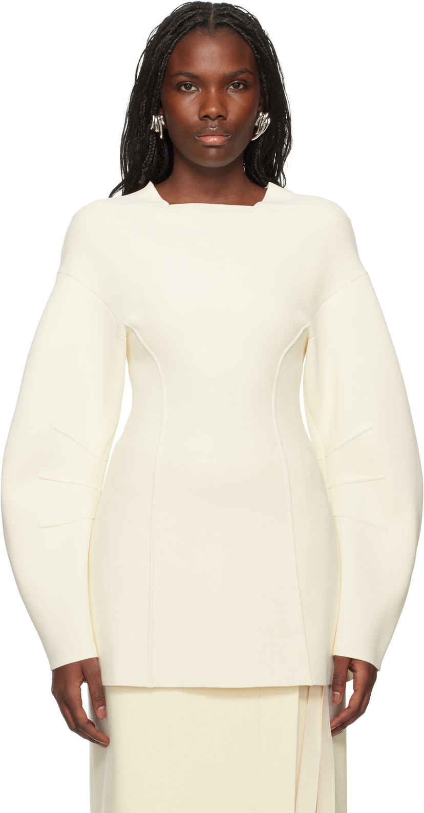 Cветр Jil Sander Long Sleeve Sweater білий | J03GP0147_J18329