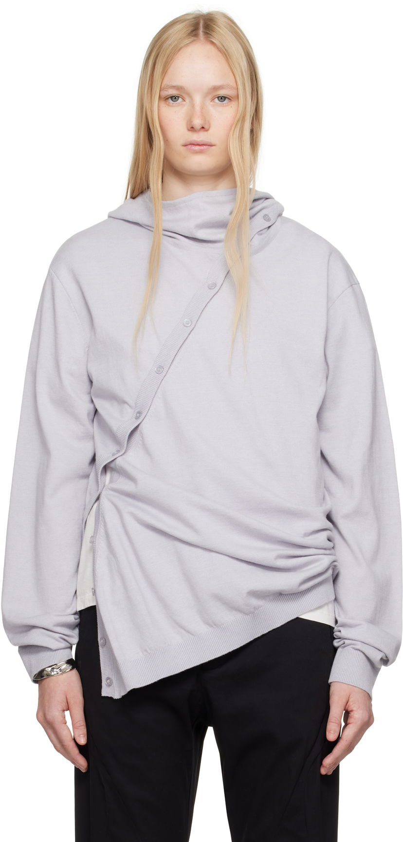 Cветр Post Archive Faction (PAF) 8.0 Center Knit Hoodie by Post Archive Faction (PAF) Сірий | 8.0 KHC-LG