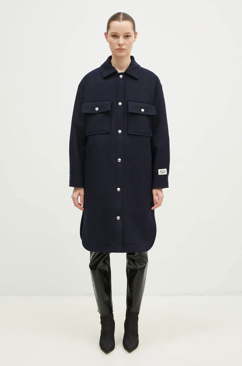 Куртка MAISON KITSUNÉ Maison Kitsune Workwear Wool Shirt Jacket Синій | NW02211WM0026