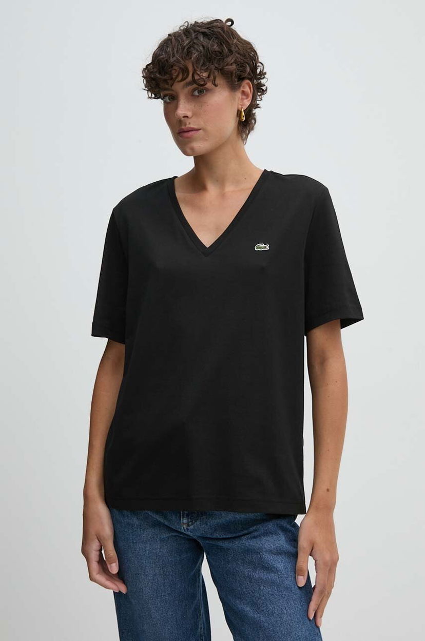 Футболка Lacoste Lacoste V-Neck T-Shirt чорний | TF7300