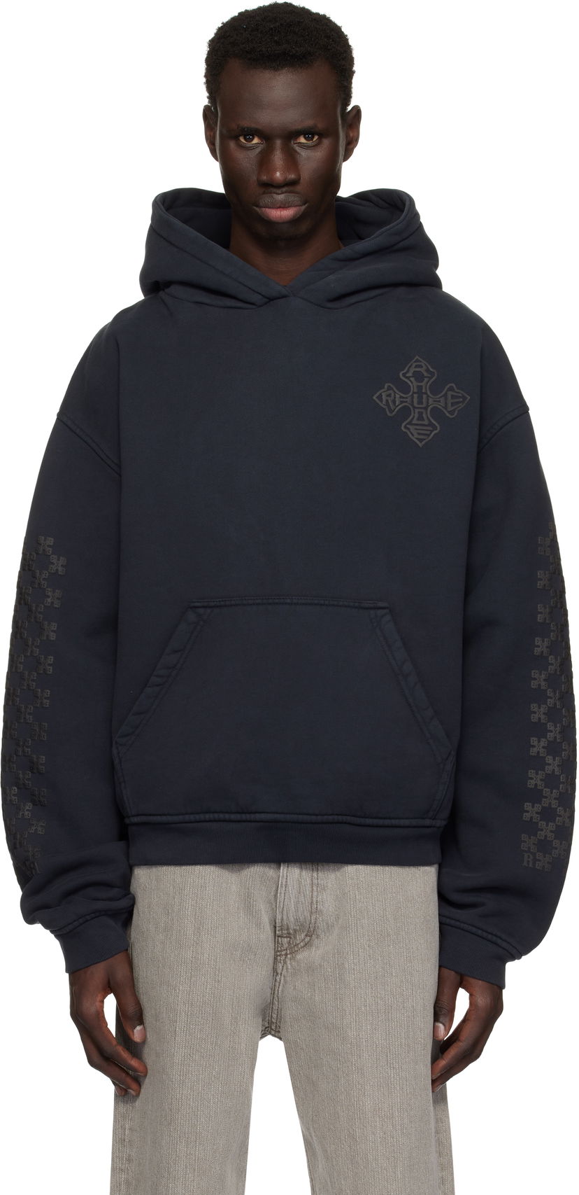 Світшоти Rhude Rhude Cross Logo Hoodie темно-синій | RHPS25HO02012